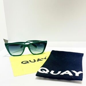🆕New Quay Call The Shots Cat Eye Monstera Green Polarized Sunglasses